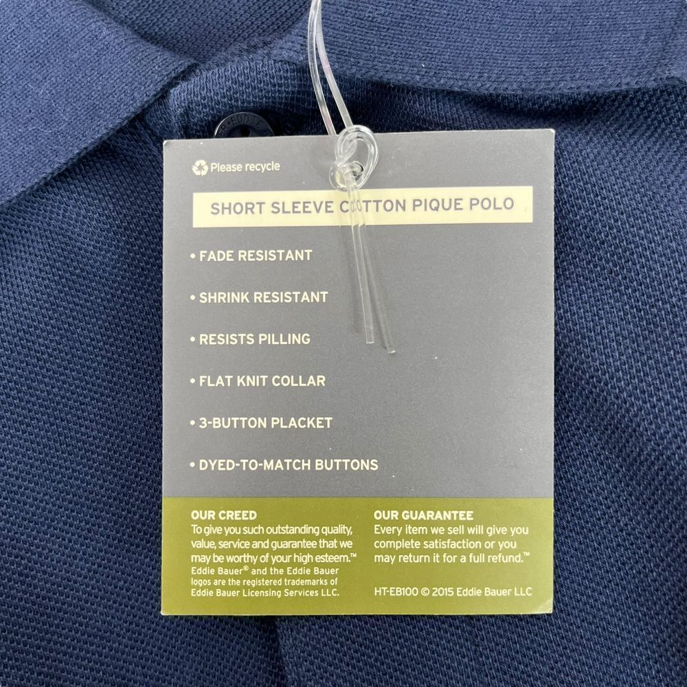 Disney Park Eddie Bauer Men's Medium Blue 100% Cotton Pique Polo Shirt WDI Patch - Picture 10 of 11